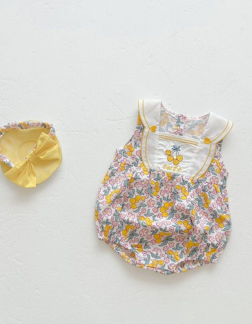 Load image into Gallery viewer, Baby Girl Floral Print Pattern With Headband Sleeveless Onesie by MyKids-USA™
