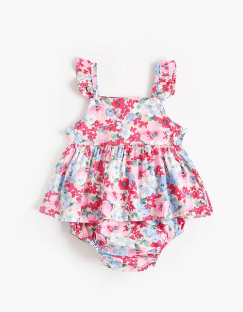 Load image into Gallery viewer, Baby Girl Floral Print Sleeveless Tops Combo Shorts Sets In Summer by MyKids-USA™
