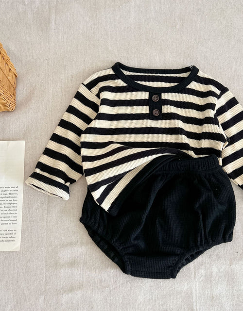 Load image into Gallery viewer, Baby Striped Pattern Long Sleeve Tops &amp; Triangle Shorts 1 Pieces Sets by MyKids-USA™
