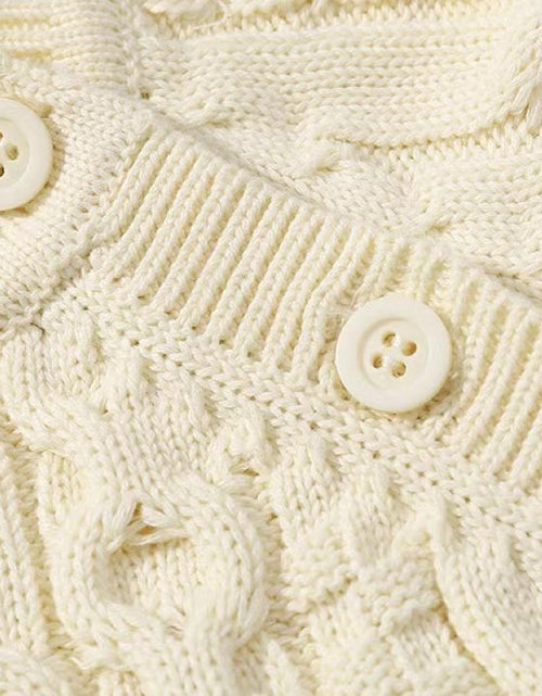 Load image into Gallery viewer, Baby Solid Color Crochet Knitted Pattern Shoulder Button Design Rompers by MyKids-USA™
