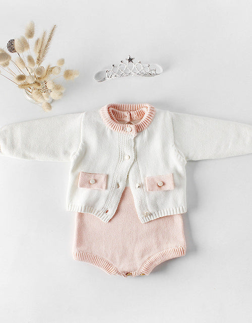Load image into Gallery viewer, Baby Girl 1pcs Contrast Longsleeve Knit Bodysuit &amp; Cardigan 1-Pieces Sets by MyKids-USA™

