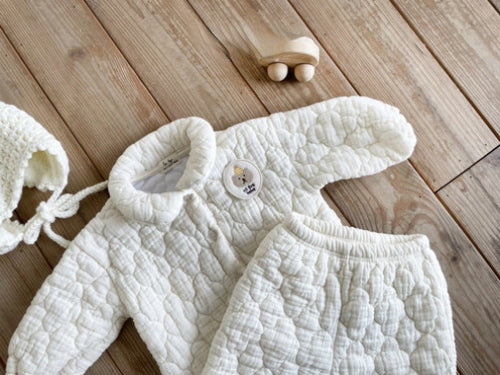 Load image into Gallery viewer, Baby Bear Patched Pattern Quilted Warm Lapel Cute Sets by MyKids-USA™
