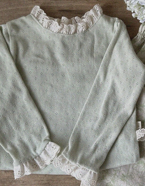 Load image into Gallery viewer, Baby Solid Color Mesh Patched Design Knitwear by MyKids-USA™
