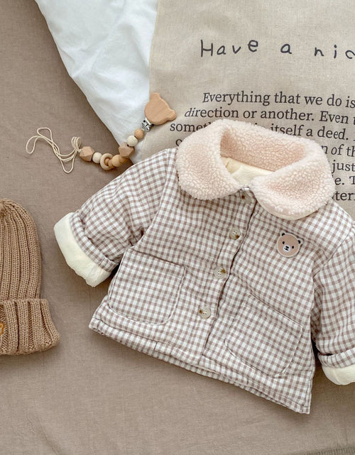 Load image into Gallery viewer, Baby Plaid Graphic Single Breasted Design Thickened Warm Winter Cotton Coat by MyKids-USA™
