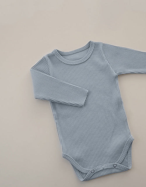 Load image into Gallery viewer, Baby Solid Color Pit Strip Fabric Long Sleeve Bodysuit by MyKids-USA™
