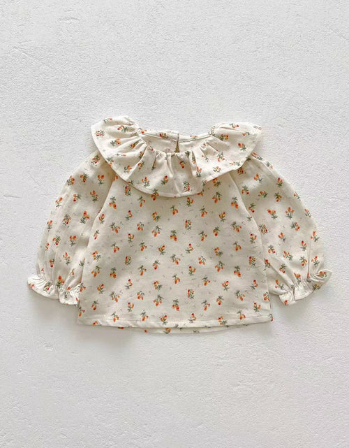 Load image into Gallery viewer, Baby Girl Floral Pattern Ruffle Neck Shirt Combo Corduroy Fabric Strap Dress Sets by MyKids-USA™
