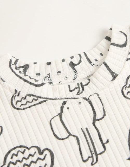 Load image into Gallery viewer, Baby Solid Color Animal Print Pattern T-Shirt Combo Shorts In Summer Sets by MyKids-USA™
