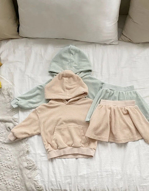 Load image into Gallery viewer, Baby Girl Solid Color Soft Cotton Hoodie With Skirt Sets by MyKids-USA™
