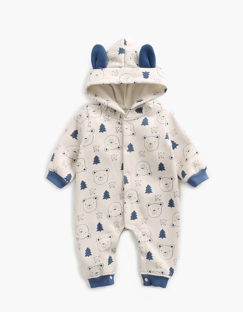 Load image into Gallery viewer, Baby Cartoon Animal Graphic Snap Button Thick Rompers With Hat by MyKids-USA™

