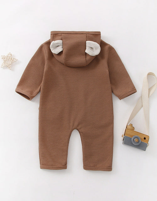 Load image into Gallery viewer, Baby Cartoon Bear Embroidered Pattern Waffle Fabric Long Sleeve Romper by MyKids-USA™

