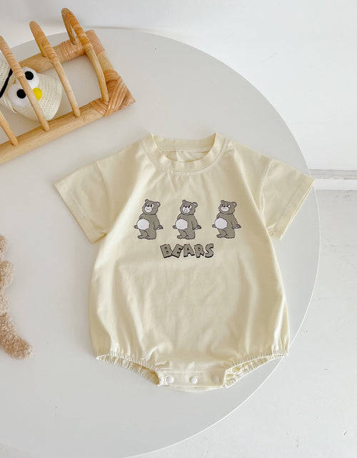 Load image into Gallery viewer, Baby Boy And Girl Bear Print Solid Color Design O-Neck Onesies by MyKids-USA™
