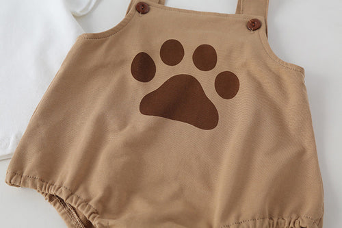 Load image into Gallery viewer, Baby Kids Puppy Print Pattern Short Sleeves With Straps Onesies In Set With Hat Of Puppy Shape by MyKids-USA™
