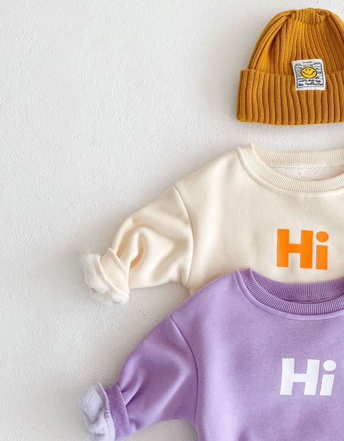 Load image into Gallery viewer, Baby Slogan Graphic Longsleeve Hoodie Combo Smiley Print Trousers Sets by MyKids-USA™
