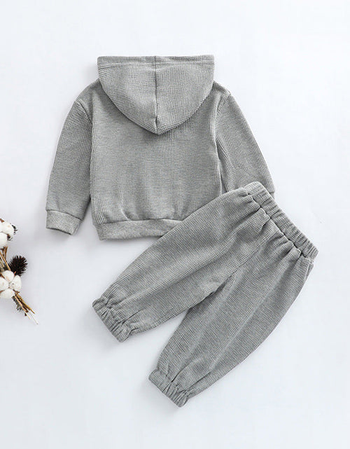Load image into Gallery viewer, Baby Solid Color Waffle Knit Fabric Coat With Pants 2 Pieces Sets by MyKids-USA™
