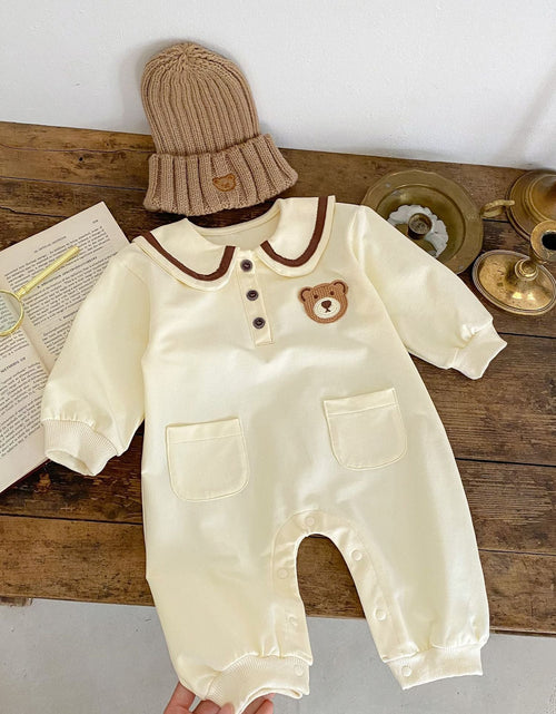 Load image into Gallery viewer, Baby Cartoon Bear Patched Pattern Cute Style Romper And Coat by MyKids-USA™
