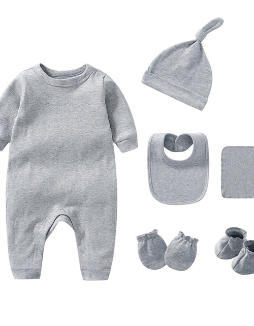 Load image into Gallery viewer, Newborn Solid Color Romper Hat, Bib, Gloves, Footwear, Square Scarf Sets by MyKids-USA™
