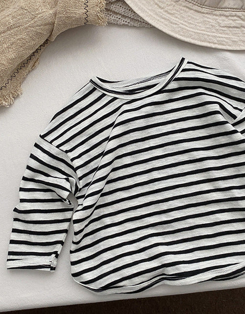 Load image into Gallery viewer, Baby Striped Graphic Long Sleeve Soft Cotton Loose Shirt by MyKids-USA™
