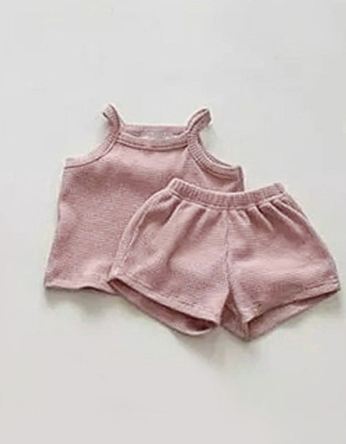 Load image into Gallery viewer, Baby Quality Waffle Knitted Fabric Sling Shirt Combo Shorts Sets by MyKids-USA™
