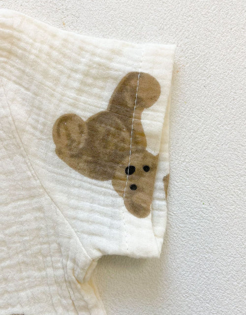 Load image into Gallery viewer, Baby Girl Bear Print Pattern Round Collar Shirt Top Combo Short Pants Sets In Summer Outfit Wearing by MyKids-USA™
