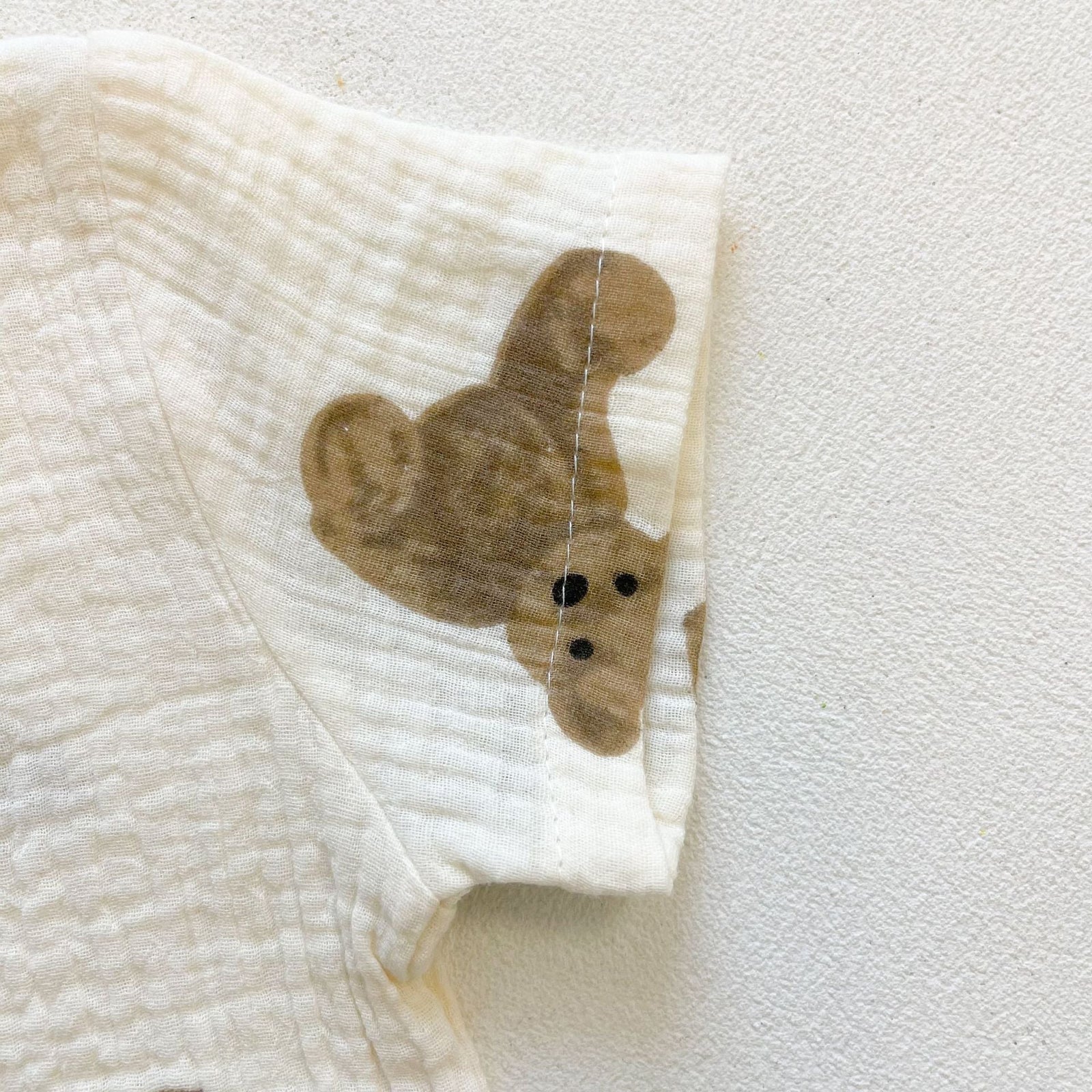 Baby Girl Bear Print Pattern Round Collar Shirt Top Combo Short Pants Sets In Summer Outfit Wearing by MyKids-USA™