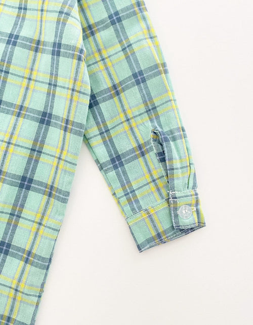 Load image into Gallery viewer, Baby Boy Classic Plaid Pattern Lapel Design Long Sleeve Rompers by MyKids-USA™
