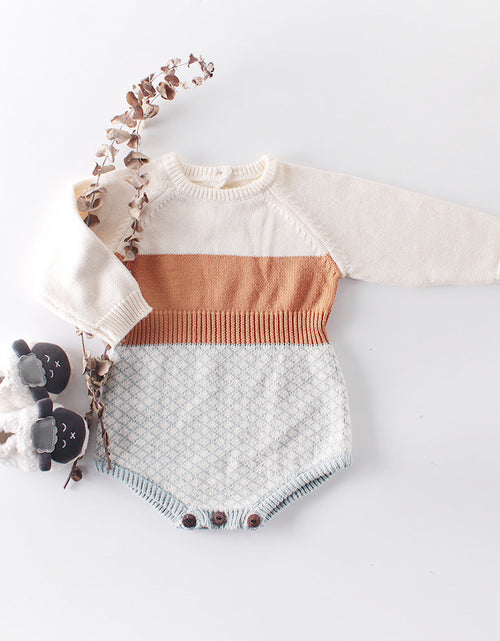 Load image into Gallery viewer, Baby Girl Plaid Graphic Knitted Contrast Long Sleeve Onesies by MyKids-USA™
