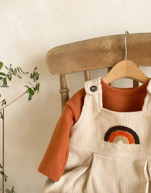 Load image into Gallery viewer, Baby Solid Color Shirt Combo Corduroy Fabric Strap Onesies Sets by MyKids-USA™
