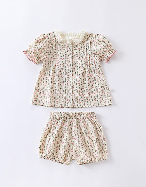 Load image into Gallery viewer, Baby Ditsy Flower Graphic Puff Sleeves Onesie&amp;Sets by MyKids-USA™
