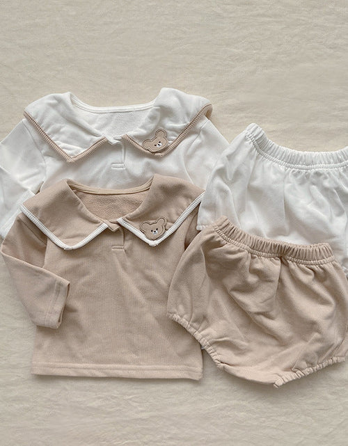 Load image into Gallery viewer, Baby Girl Bear Patched Pattern College Style Onesies &amp; Sets by MyKids-USA™
