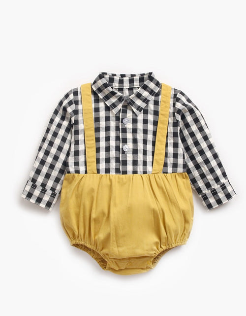 Load image into Gallery viewer, Baby Boy 1pcs Plaid Pattern False 1 Pieces Design Lapel Bodysuit Onesies by MyKids-USA™
