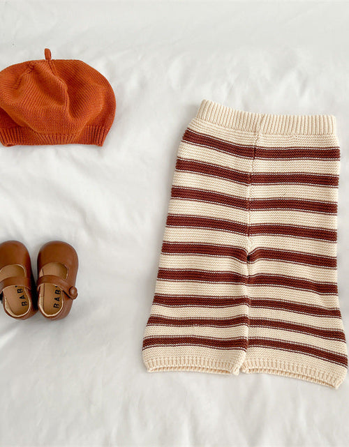 Load image into Gallery viewer, Baby Striped Pattern Lapel Knitted Cardigan With Pants Sets by MyKids-USA™
