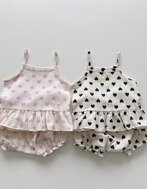 Load image into Gallery viewer, Baby Girl Heart Pattern Sling Tops With Shoers Sets by MyKids-USA™
