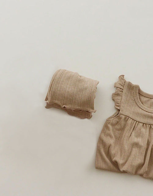 Load image into Gallery viewer, Baby Girl Round Neck Solid Color Design Sleeveless Top Combo Shorts Loungewear Two-Piece Sets by MyKids-USA™
