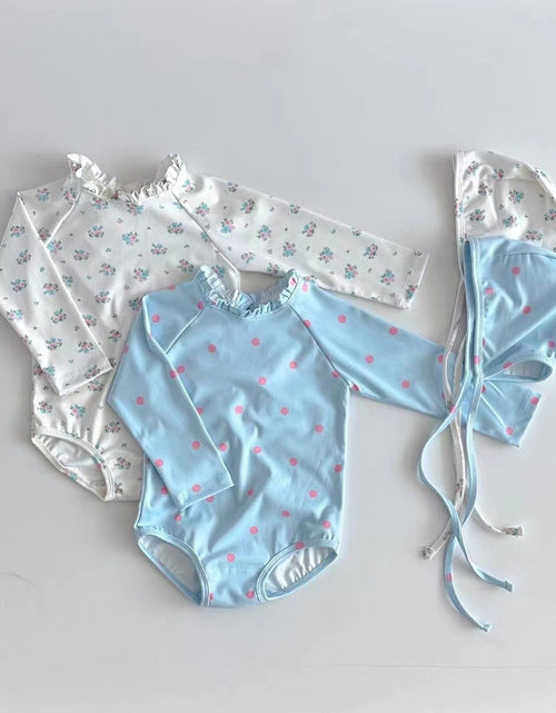 Load image into Gallery viewer, Baby Girl Ditsy Flower Pattern Long Sleeve Onesies With Hats by MyKids-USA™
