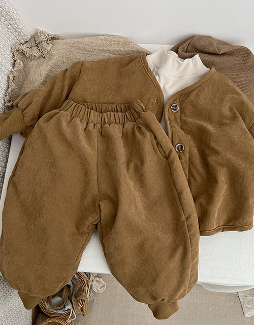 Load image into Gallery viewer, Baby Solid Color Thickened Lambswool Drawstring Casual Trousers by MyKids-USA™
