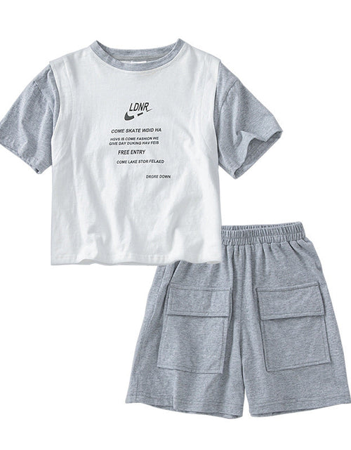 Load image into Gallery viewer, Letters Print Patchwork Design T-Shirt Combo Shorts 2-Pieces Sets by MyKids-USA™
