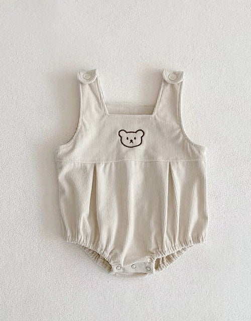 Load image into Gallery viewer, Baby Striped Shirt Combo Corduroy Fabric Cartoon Bear Embroidered Vest Bodysuit 2 Pieces Sets by MyKids-USA™
