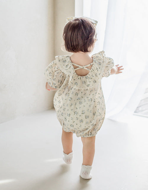 Load image into Gallery viewer, Baby Girl Flower Pattern Flying Sleeves Onesies &amp; Clothing Sets With Headband by MyKids-USA™
