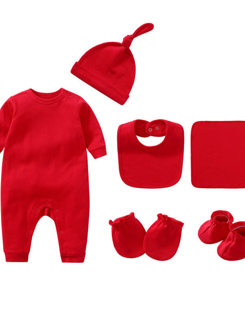 Load image into Gallery viewer, Newborn Solid Color Romper Hat, Bib, Gloves, Footwear, Square Scarf Sets by MyKids-USA™
