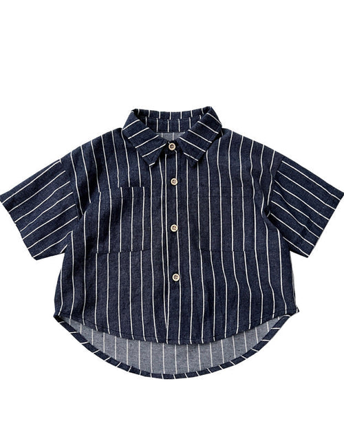 Load image into Gallery viewer, Baby Unisex Striped Pattern Single Breasted Summer Shirt by MyKids-USA™
