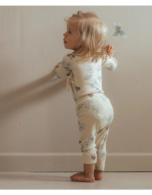 Load image into Gallery viewer, Baby Girl Floral Pattern Cotton Onesies With Pant 1 Pieces Sets by MyKids-USA™
