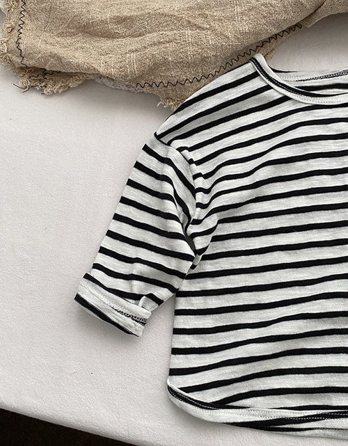 Load image into Gallery viewer, Baby Striped Graphic Long Sleeve Soft Cotton Loose Shirt by MyKids-USA™
