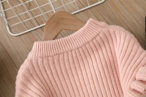 Load image into Gallery viewer, Baby Solid Color Bow Patched Sweater With Pants Sets by MyKids-USA™
