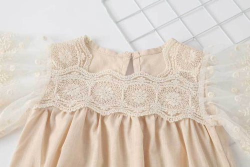 Load image into Gallery viewer, Baby Girl Lace-Sleeved Combo Lace-Collared Solid Onesies by MyKids-USA™
