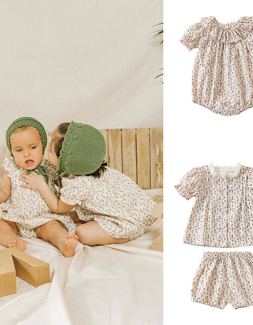 Load image into Gallery viewer, Baby Ditsy Flower Graphic Puff Sleeves Onesie&amp;Sets by MyKids-USA™
