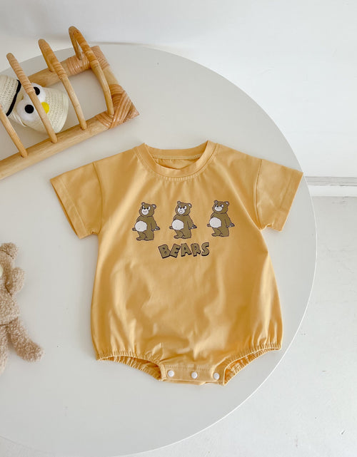 Load image into Gallery viewer, Baby Boy And Girl Bear Print Solid Color Design O-Neck Onesies by MyKids-USA™
