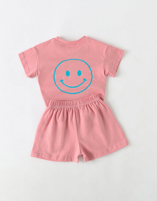 Load image into Gallery viewer, Baby Smiley &amp; Slogan Print Tops Combo Shorts Korean Style Sets by MyKids-USA™
