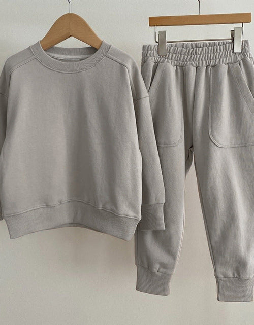 Load image into Gallery viewer, Baby Boy And Girl Solid Color Pullover Hoodies Combo Pants Pieces Sets by MyKids-USA™
