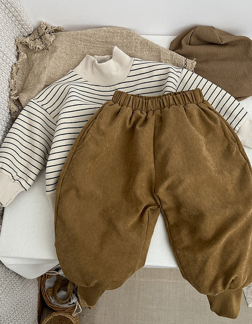 Load image into Gallery viewer, Baby Solid Color Thickened Lambswool Drawstring Casual Trousers by MyKids-USA™
