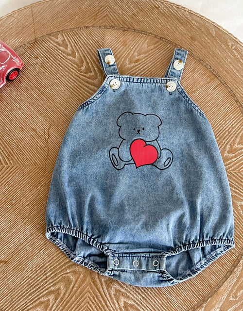 Load image into Gallery viewer, Baby Cartoon Bear Pattern Fashion Denim Strap Oniesies by MyKids-USA™
